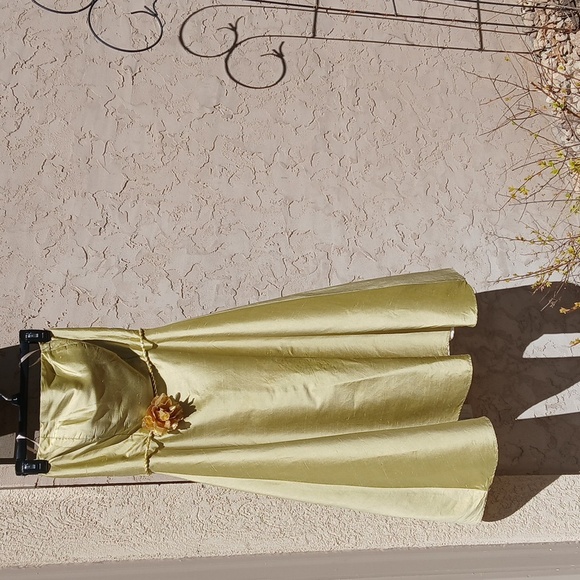 Hand Made Elegant Gold/lime Strapless Dress Sz Small - Picture 12 of 16